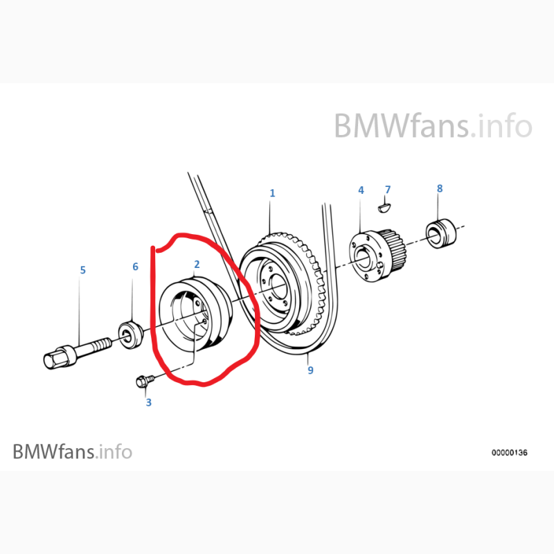 Фото 3. BMW 1727375, Шків коленвала БМВ M40, оригинал, BMW E36, E34
